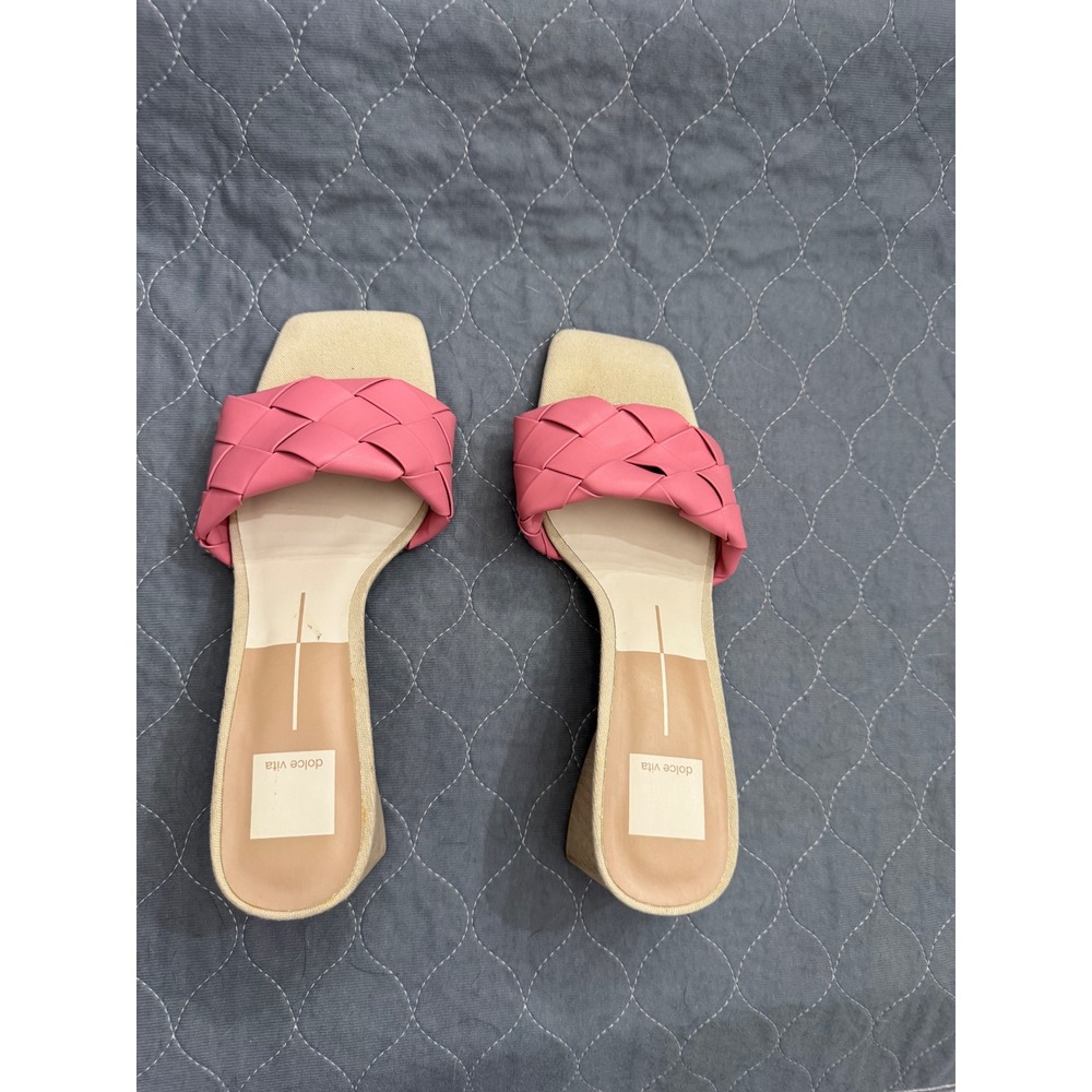 Dolce Vita‎ Paily Pink Braided Block Heel Sandals Square Toe Mules Womens 9.5